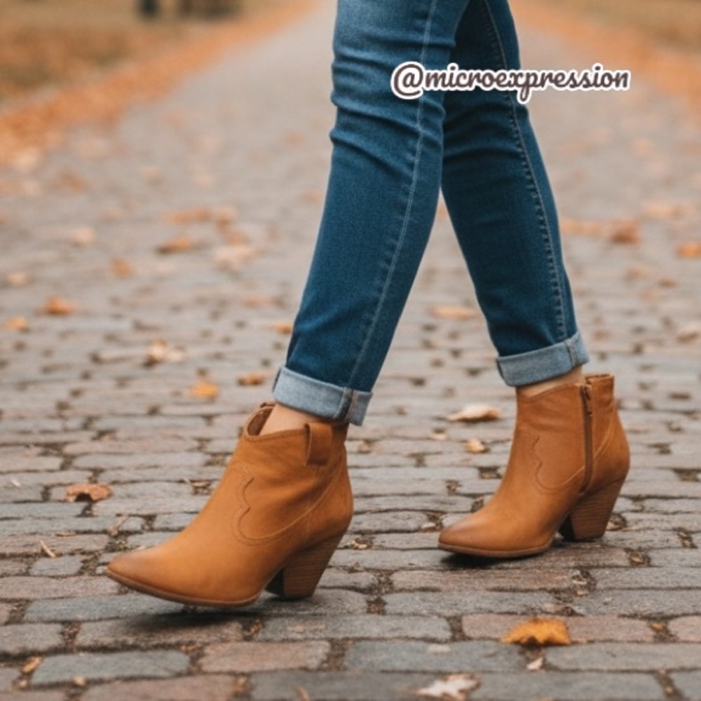 Frye Reina Genuine Cognac Leather Pull On Everyday Casual Wood Heel Ankle Bootie